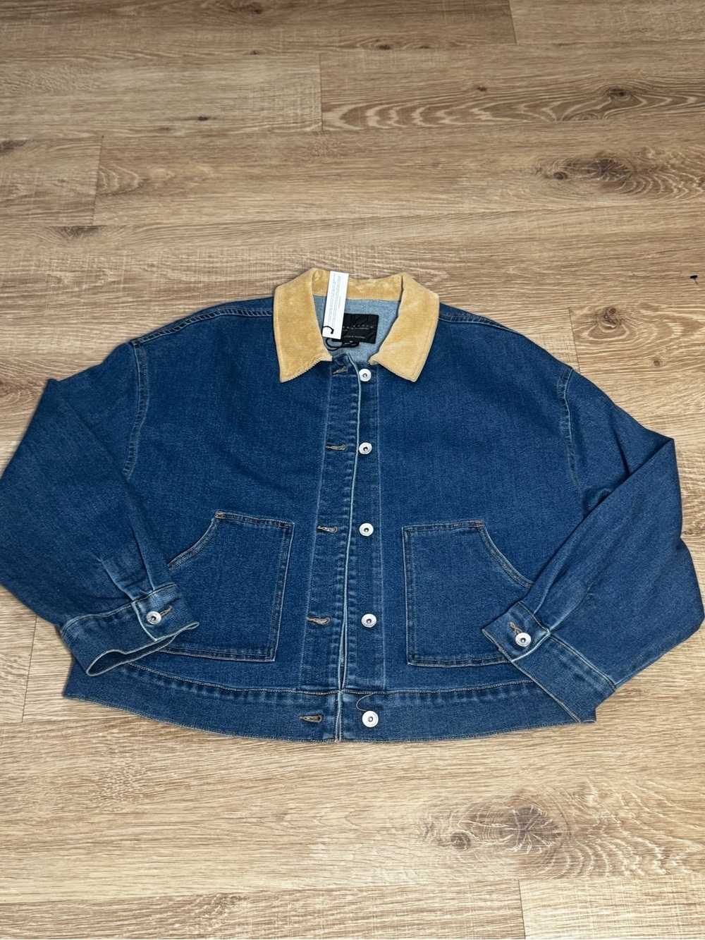 Sanctuary Denim Chore Jacket Corduroy Collar Blue Button Front Women’s Medium